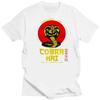 Vintage Cobra Kai T Shirt Men Tshirt Unique Tee Short Sleeved Karate Kid Strike First Strike Hard No Mercy Tops Ropa Hombre