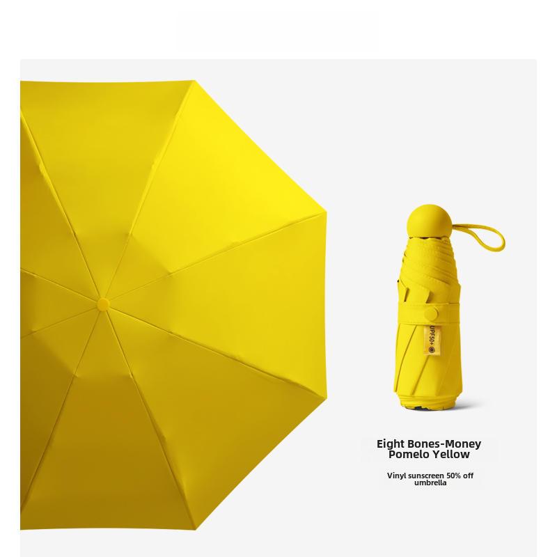 Umbrelă compactă de damă cu ștanțare aurie: Protecție UV, pliabil portabil, pentru soare și ploaie