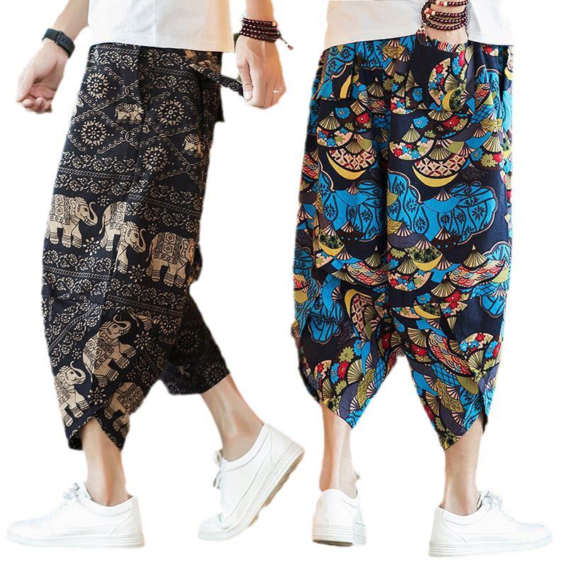Short de plage pour homme à motif éléphant thaïlandais - Tendance, Pantalon court grande taille style chinois, Design carotte du Myanmar et Dai