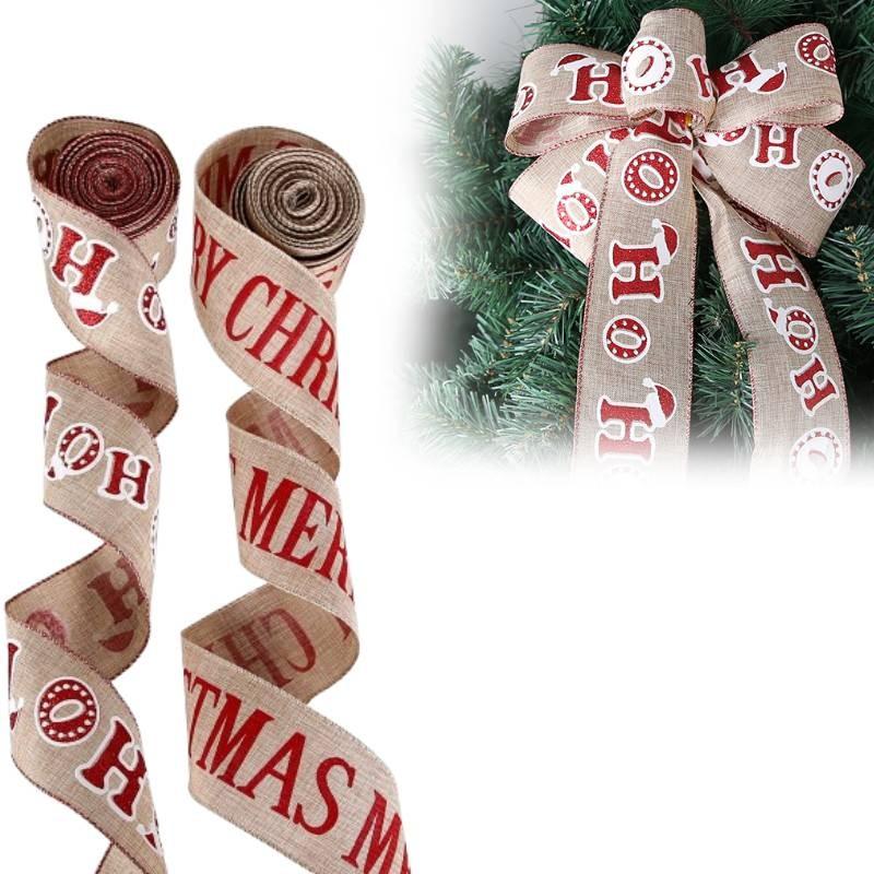 Festive 2 Meter Christmas Ribbon Banner Featuring Joyful Christmas Letters For Gifts