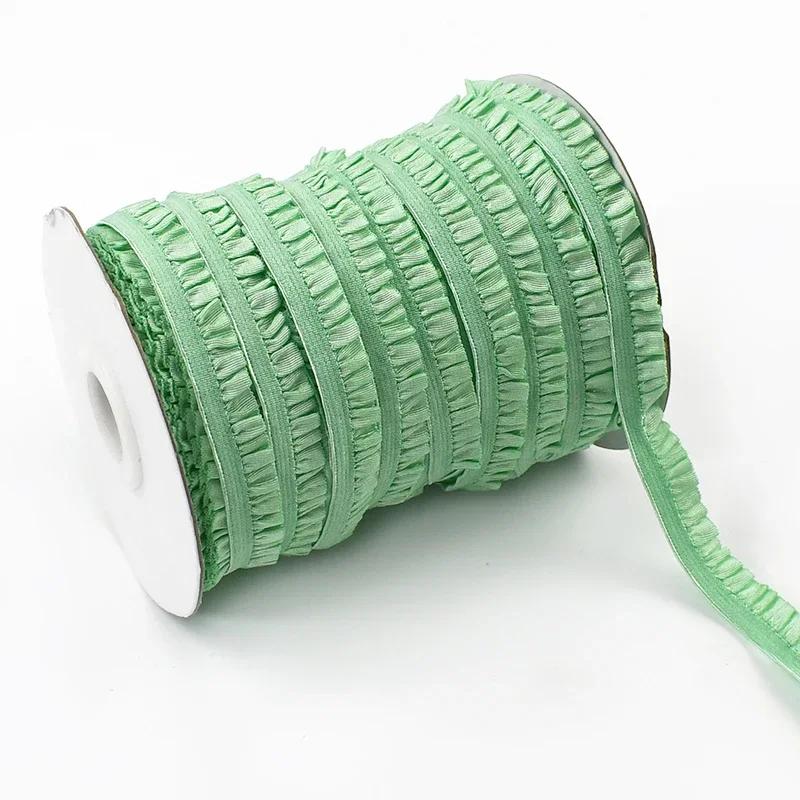 5-30Meters Meetee 10mm Elastic Bands Garment Stretch Ruffled Lace Trim Hairband Rubber Tapes DIY Clothing Sewing Accessories