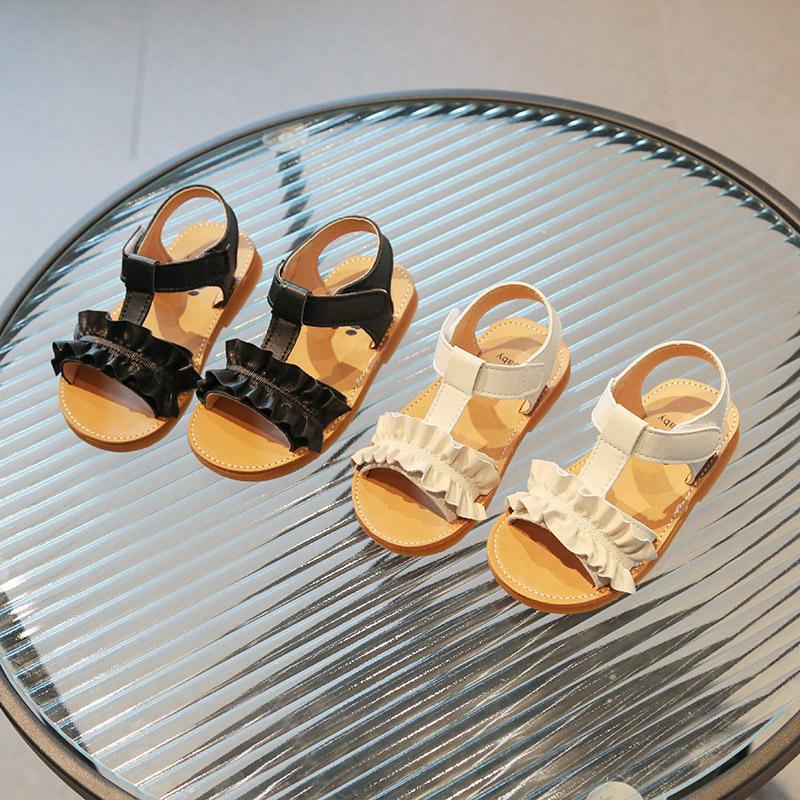 

Детские сандалии женские повседневные летние детские эластичные кружевные пляжные туфли детские туфли принцессы на липучках 23 чёрный