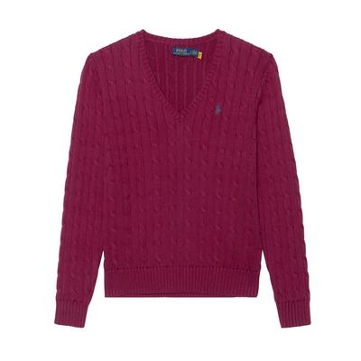 Polo Ralph Lauren Ss24 Einfarbig Kleines Pony Gestickt V-Ausschnitt Langarm Strickpullover Damen Pullover Rosa 211570011-599