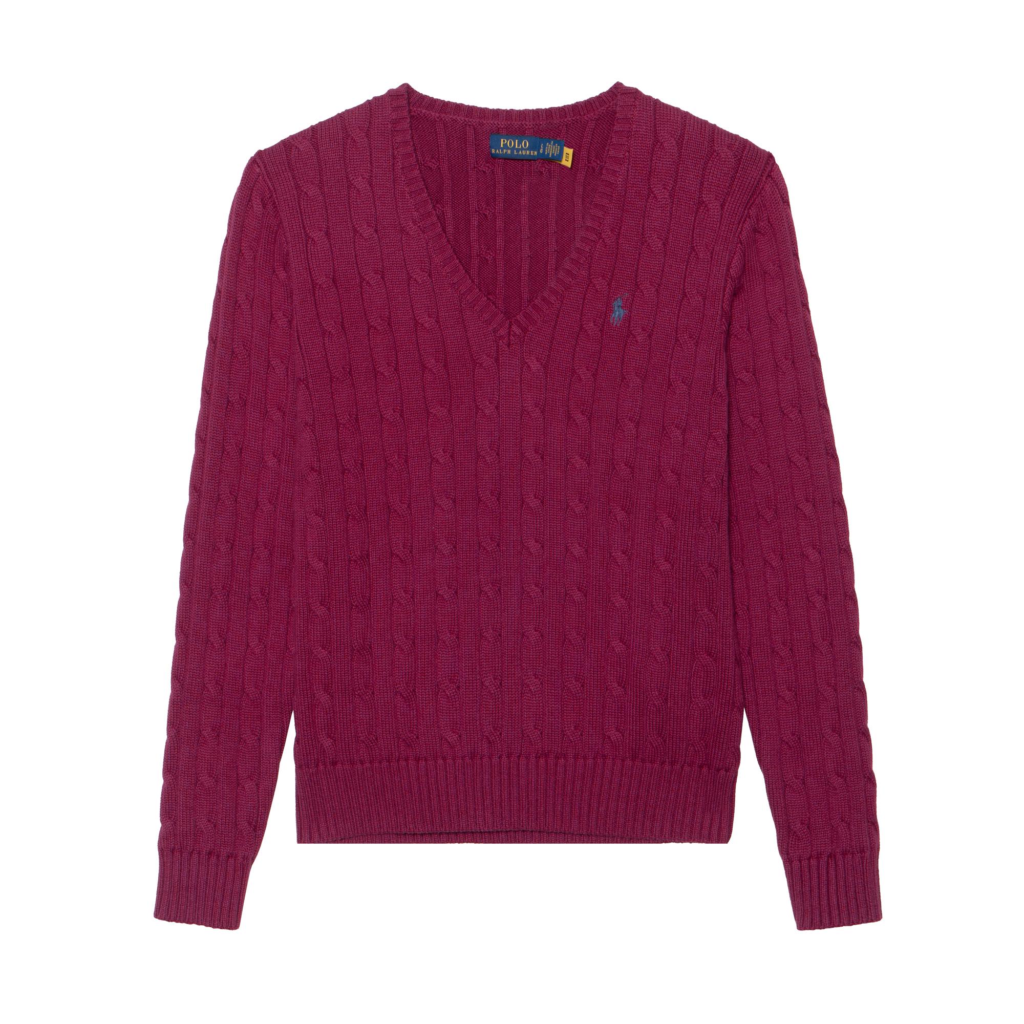 

Polo Ralph Lauren Ss24 однотонный женский свитер с вышитым маленьким пони и V-образным вырезом, длинный рукав, розовый 211570011-599 XL