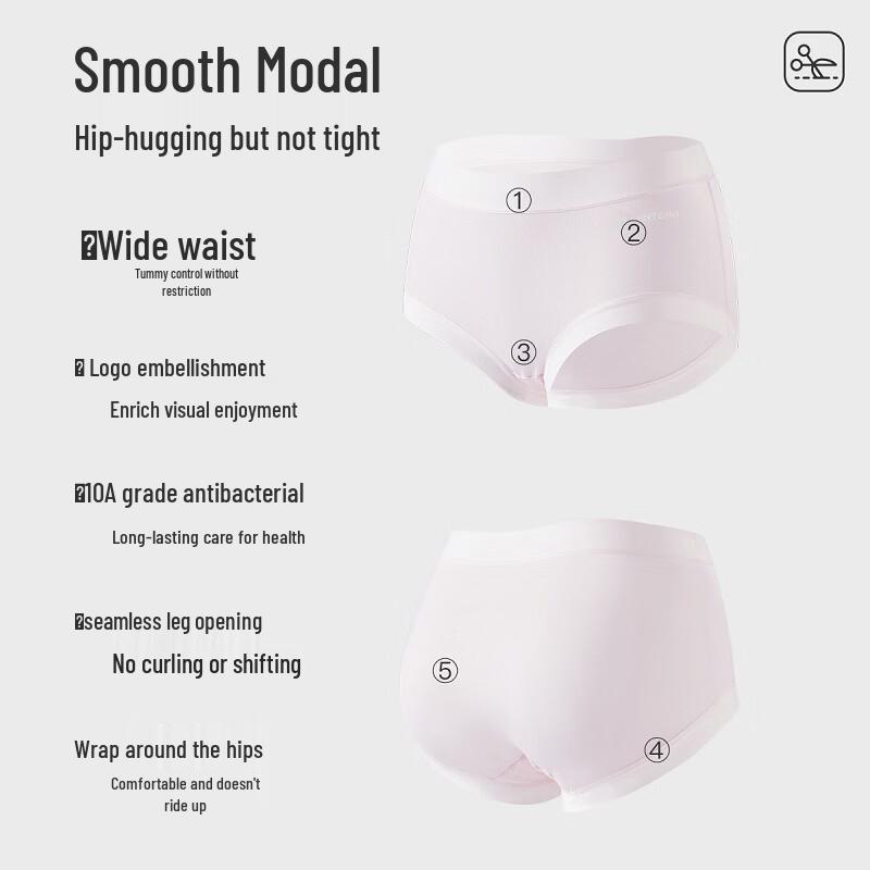 Fen Teng Women's Modal High-Waist Antibacterial Underwear (4-Pack)