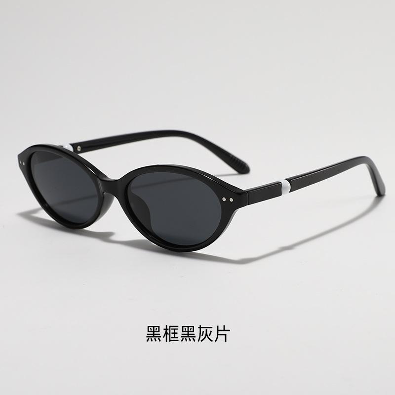 

New Fake The same style of European and American oval small-frame cat-eye sunglasses for women, high-end sunglasses for men Black Frame Black and Gre