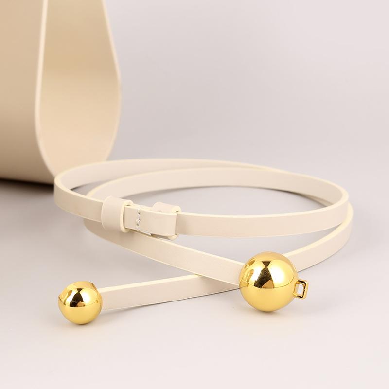Leather Thin Belt Women'S Small Gourd Buckle Casual Decoration With Dress