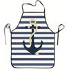 1pc Of Apron Featuring A Nautical Anchor And Stripes Design, Made From Durable And Easy-To-Clean Polyester, With An Adjustable W