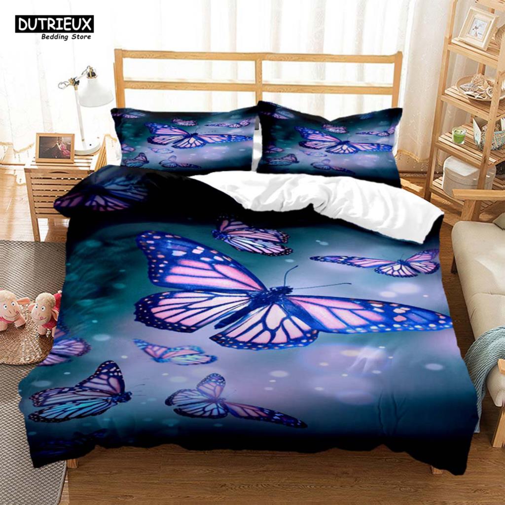 Simple And Atmospheric Butterfly Printed Bedding Soft And Comfortable Comforter Bedding Sets Complete Size Customizable