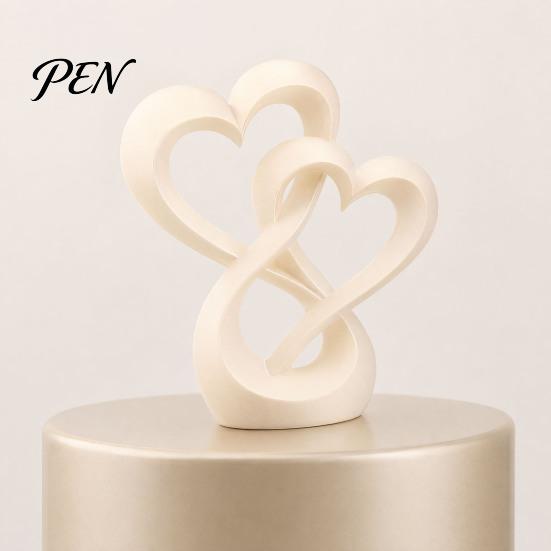 Intertwined Hearts Sculpture Figurine, 3D Printed Love Statue, Table Living Room Display Decor Centerpiece for Wedding Romantic Gift Couples