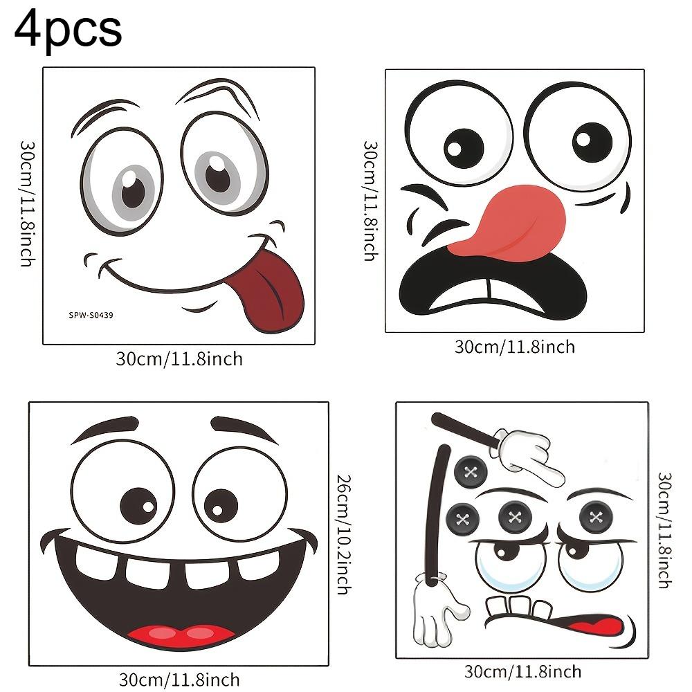 

4pcs Cartoon Face Self-Adhesive PVC Stickers Refrigerator Recycling Trash Can Expression Stickers Trash Cans Decoration Stickers