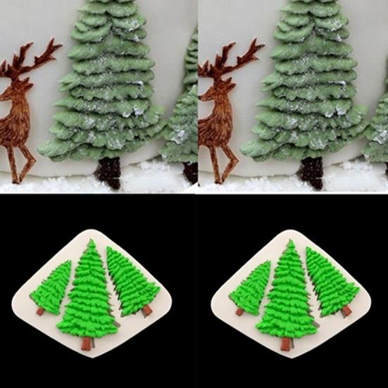 Cake Mold Non-stick No Odor Silicone Christmas Trees DIY Cake Decorating Mould for Kitchen Baking
