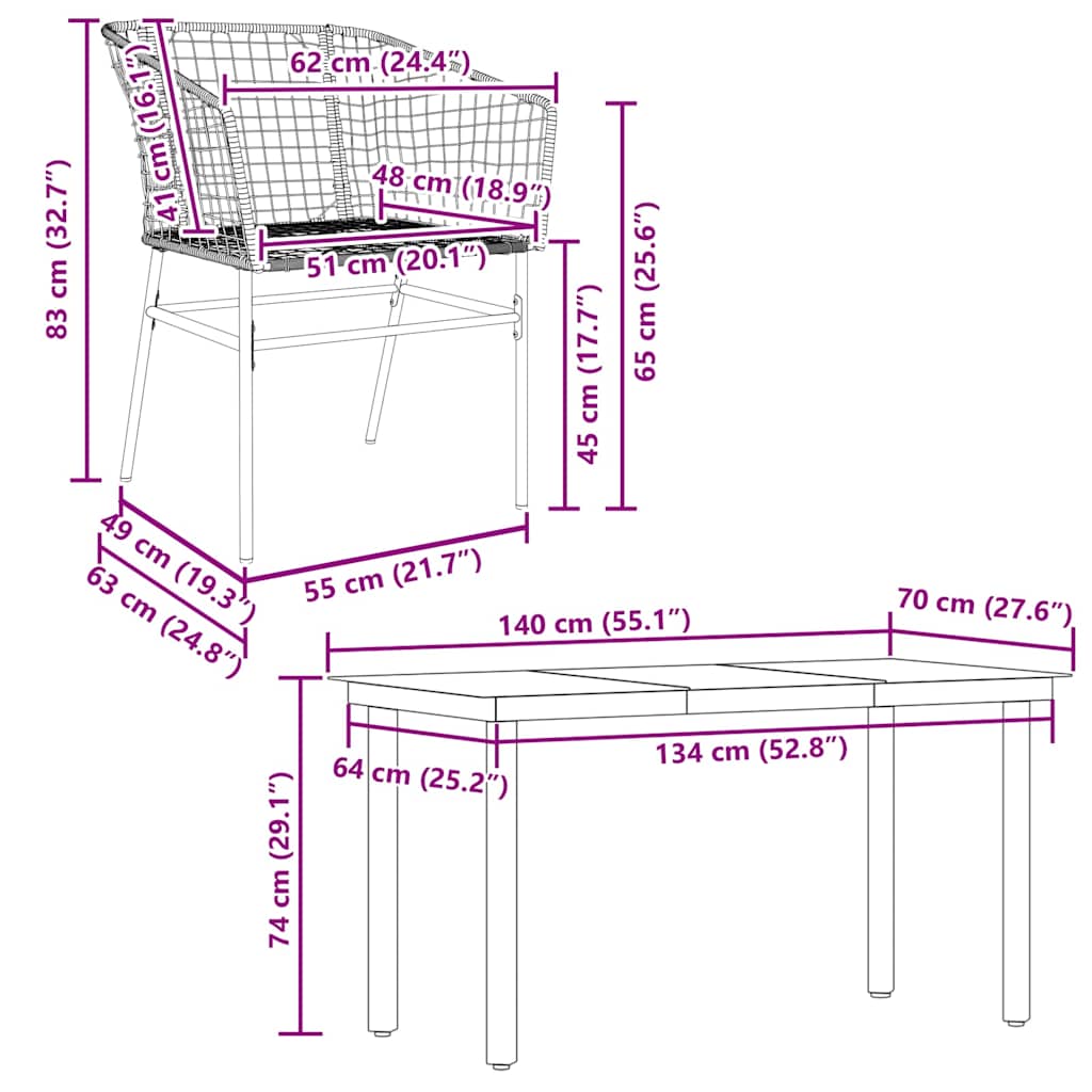 5 Piece Black Poly Rattan Outdoor Dining Set