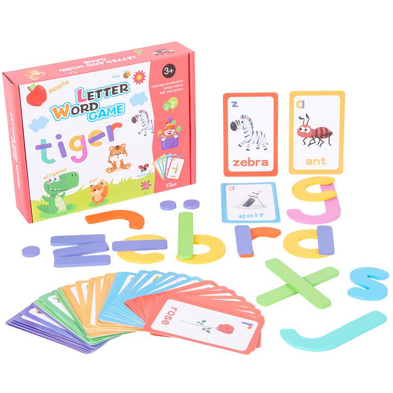 

Wooden Puzzle Cartoon Animal See Spell Learning Toys English Alphabet Sight Words & Matching Letter Games Gift For Kids Toys
