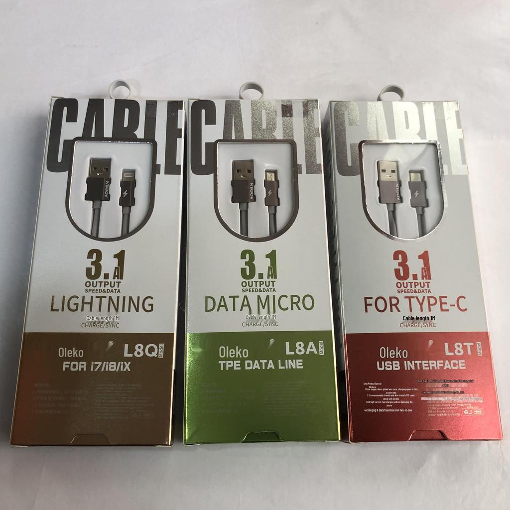 Orico L8A Eco-friendly TPE High Elastic 3.1A Fast Charging Cable for Apple, Android, LeTV