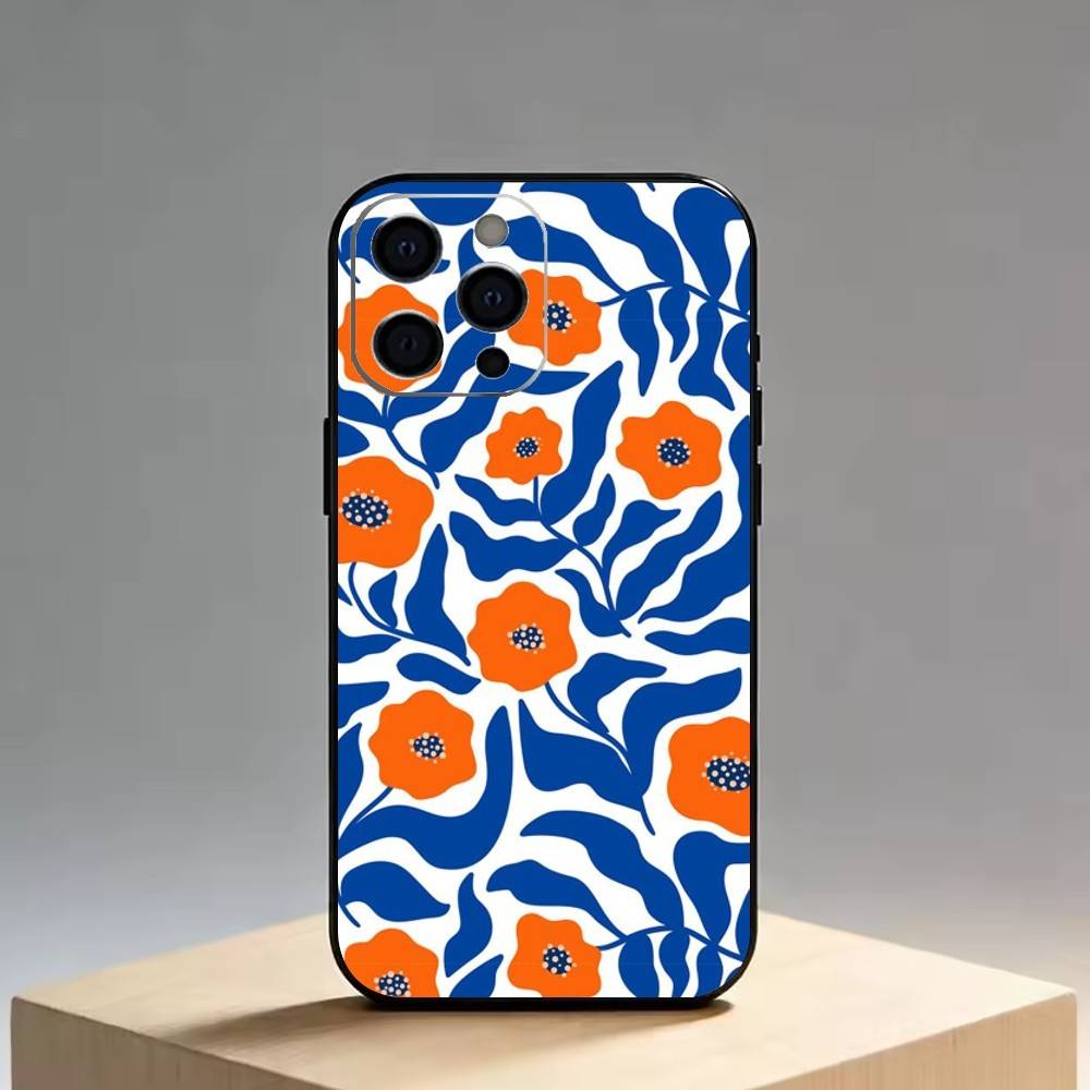 

Flower Pattern Phone Case For iPhone 17, 16,15,14,13,12,11 Plus,Pro Max, Others Soft Black Cover iPhone15promax