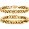 Cross Bestseller Stainless Steel Figaro Cuban Bracelet - Fashionable, Colorfast Titanium Gold & Black