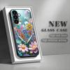 Bunte Blumen-Herzform-Hartglas-Handyhülle geeignet für Samsung GalaxyS26 S25 S24 S22 S21 S20FE/Ultra/Plus sturzsicher