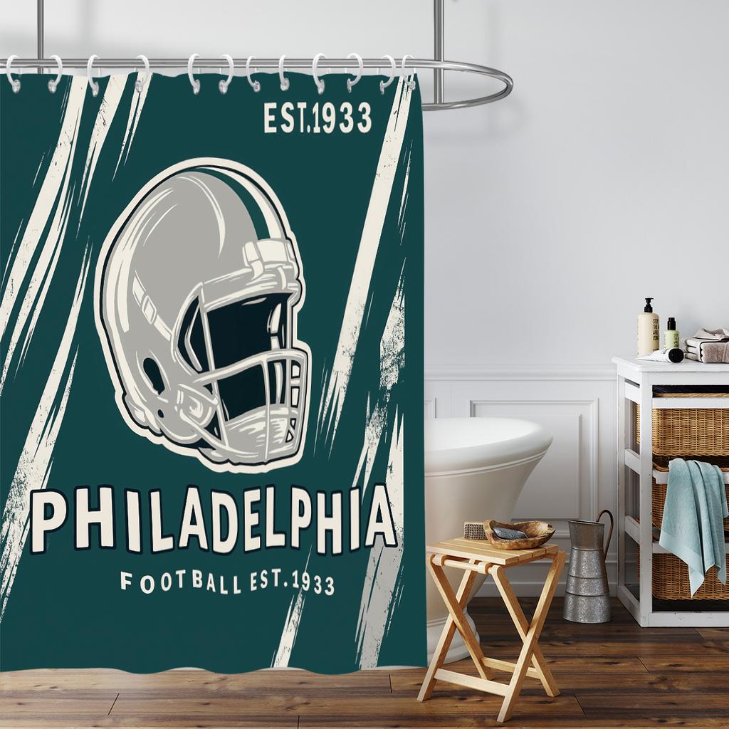 1Pc Baseball Sport Print Waterproof Shower Curtain Shower Partition Privacy Hanging Curtain With 12 Hooks Multiple Sizes