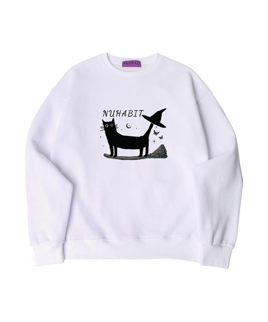 NUHABIT N/H A Witchs Cat Oversized Fleece-Lined Sweatshirt_White (Gom4-4Nh1194)