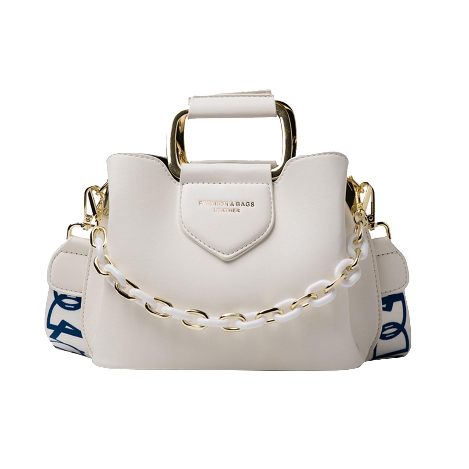 

Твердая акриловая цепочка из искусственной кожи с вертикальной подушкой, трендовая персонализированная сумка через плечо на одно плечо, женская сумка One Size белый