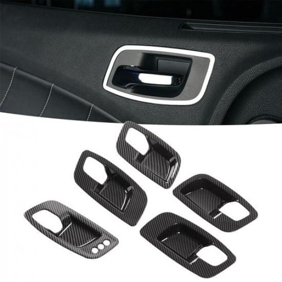 Carbon Fiber Interior Door Handle Bowl Trims Cover Fit for Dodge Charger 2011+