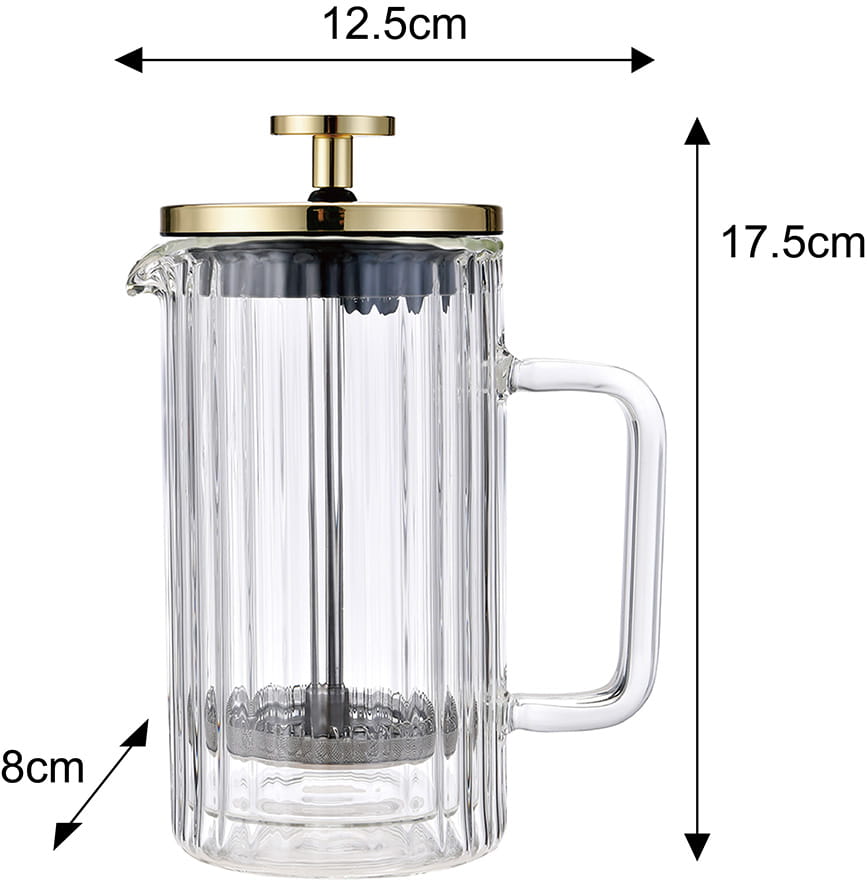 Zaparzacz do kawy herbaty szklany 350ml French Press złoty KLAUSBERG KB-7759