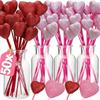 2-50Pcs Glitter Foam Heart Picks Stick for Mother's Day Gift Vase Decoration Birthday Party Cake Toppers Wedding Flower Bouquet