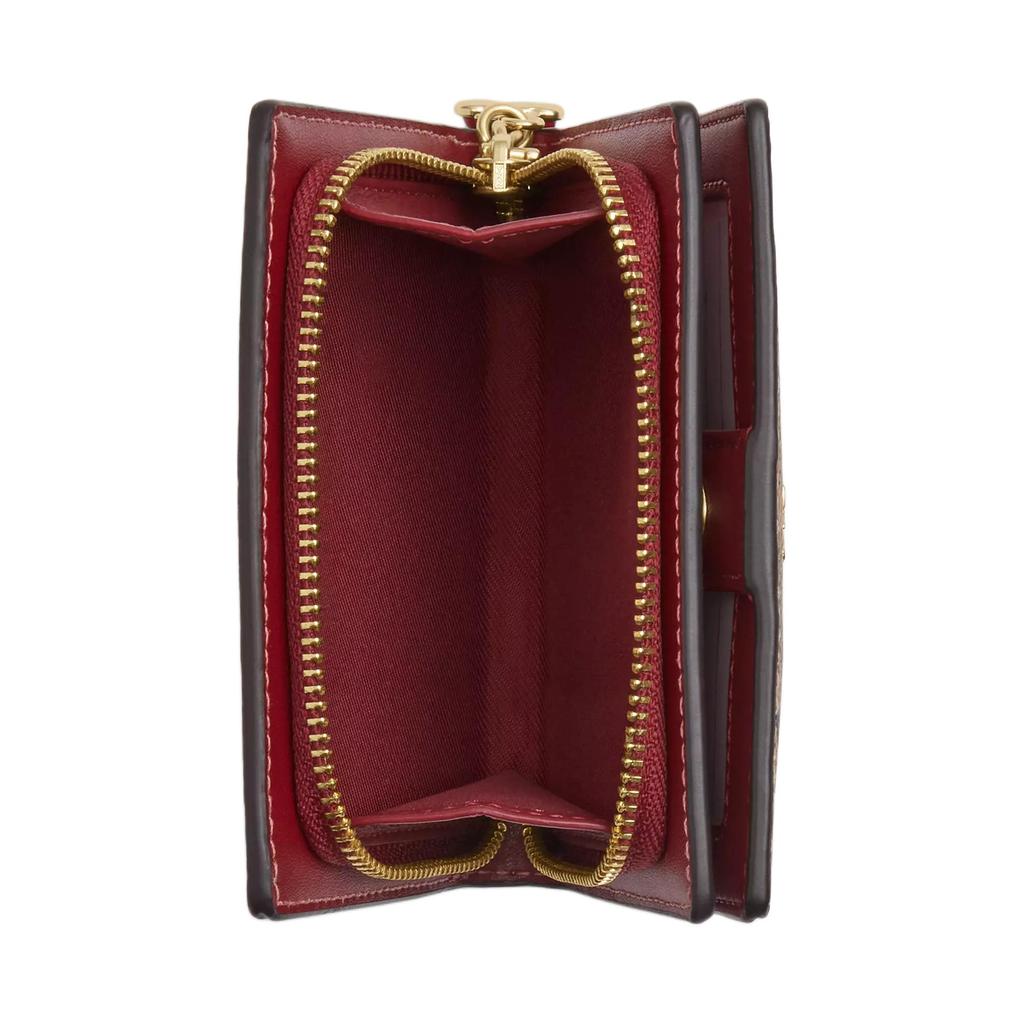 Νέο Πορτοφόλι Snap COACH Signature Επικαλυμμένος Καμβάς Πορτοφόλι Μίνι Γυναικείο Καφέ & Πολύχρωμο CZ347-IMTAM