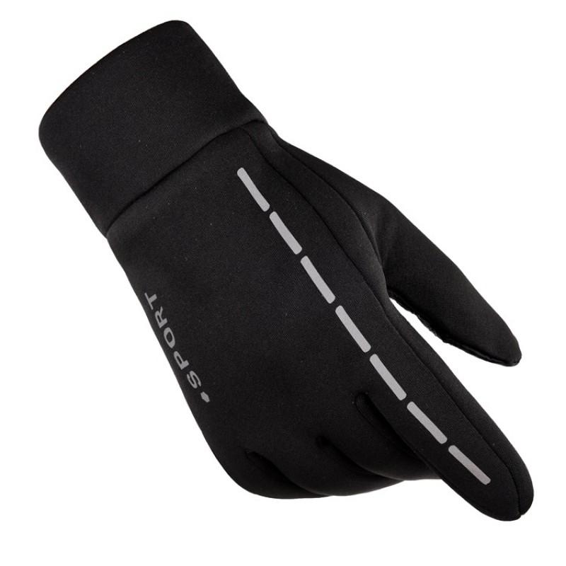 Winter Cycling Gloves Men Warm Waterproof Touchscreen Anti-Slip Outdoor Sports Riding With Reflective Stripes Reflective Stripe Black