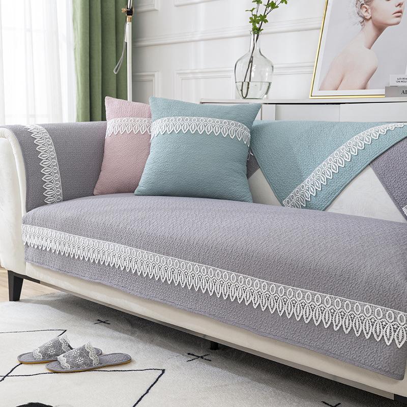 Pure Cotton Sofa Cushion for All Seasons, Non-slip, Simple Modern Cushion, Winter Leather Sofa Cover, Cloth Towel