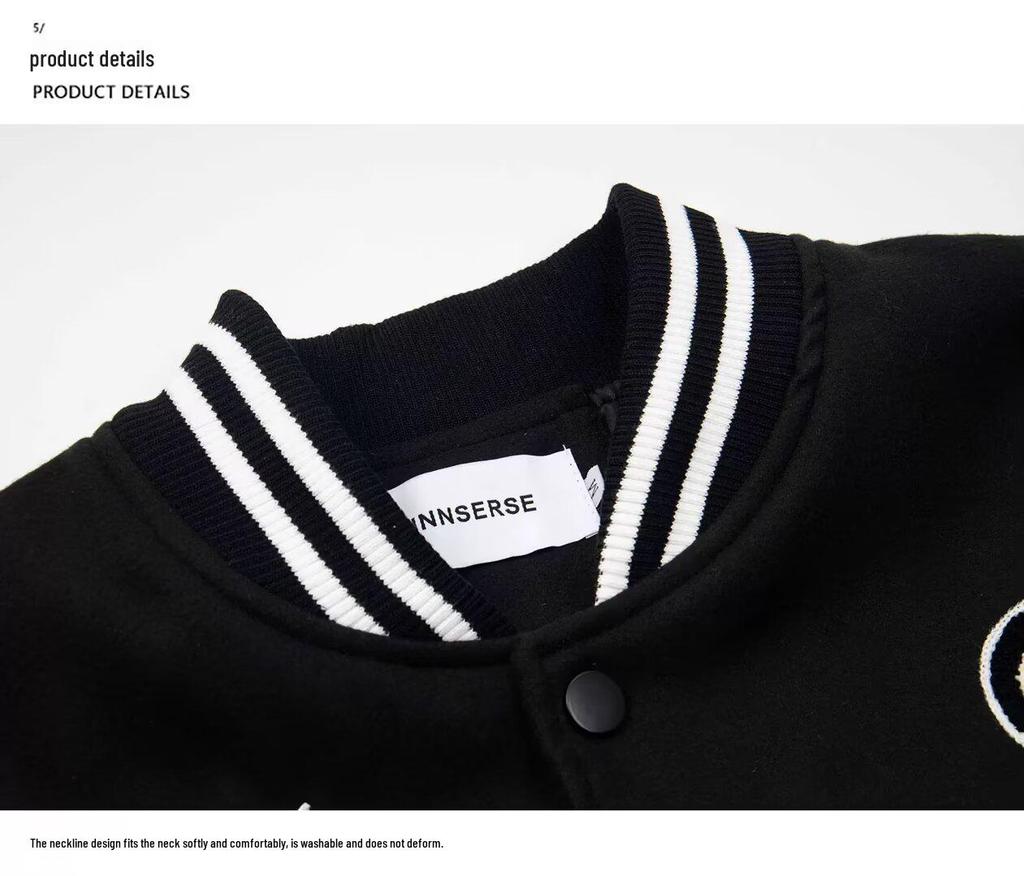 Męska Wysokiej Jakości Czarna Pikowana Kurtka Baseballowa z Naszywkami - Wszechstronna i Modna Odzież Wierzchnia