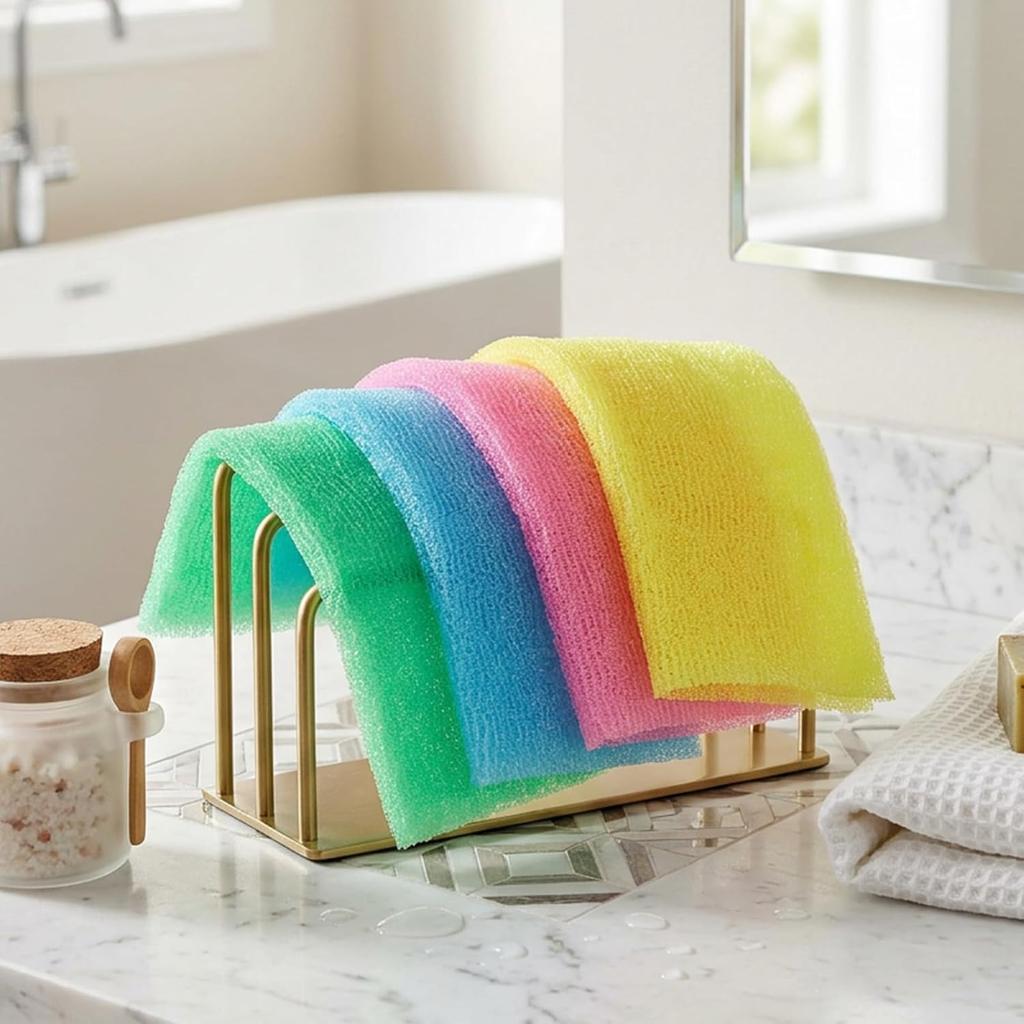 Peeling-Waschlappen Körperbürste Bade-Tuch Haut-Bade-Waschhandtuch für Dusche Japanischer Nylon-Waschlappen Luffa-Schwamm Netz-Lappen Rücken-Schrubber für Frauen