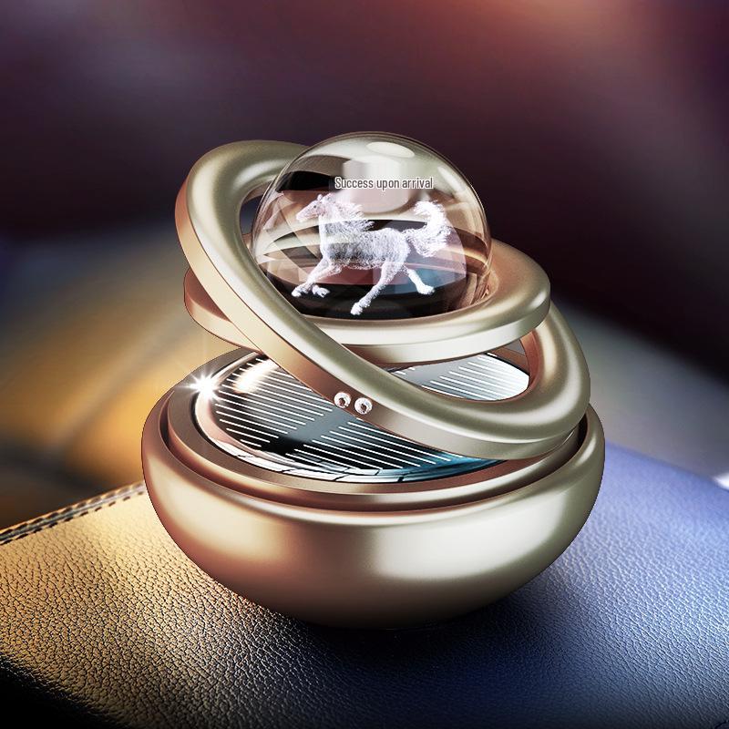 Solar-Powered Rotating Car Air Freshener with Aluminum Alloy and Aromatherapy Scent