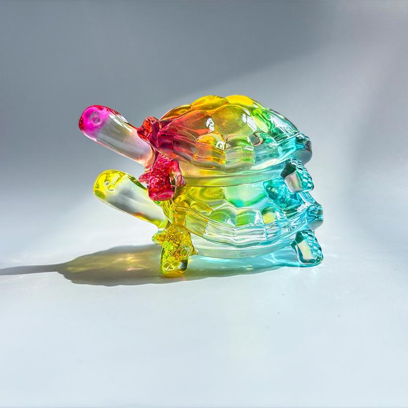 1Pc Glass Simulation Small Turtle Ornaments Glass Golden Turtle Home Fish Tank Landscaping Auspicious Decorations