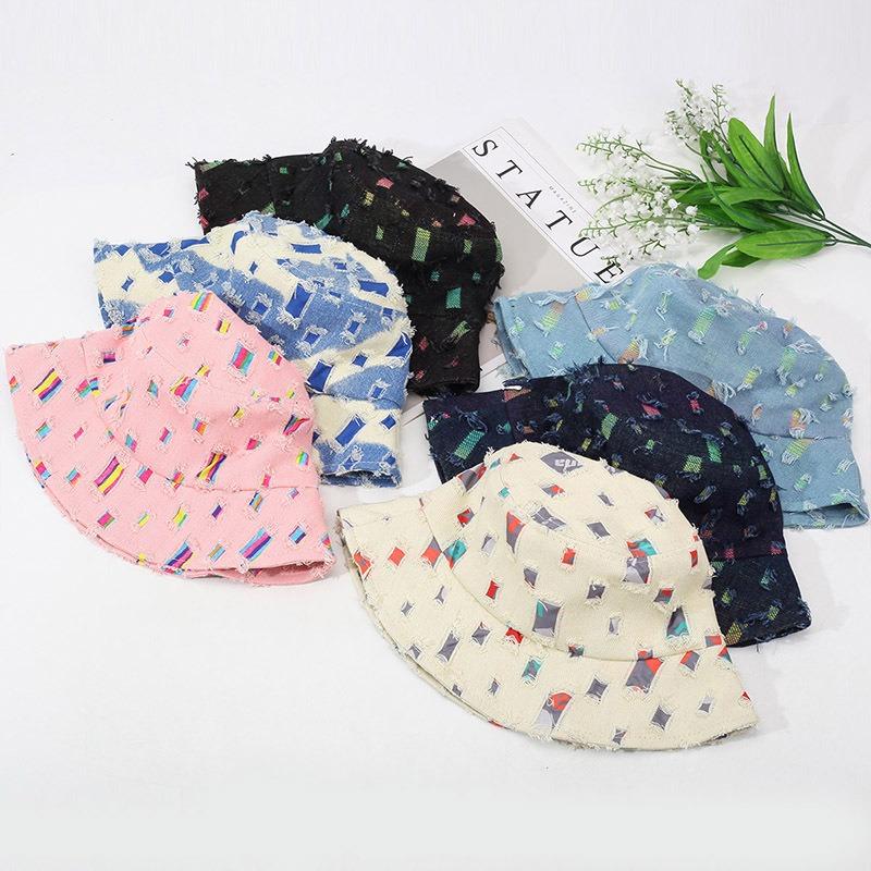 Yto Household Items Women's Washed Denim Ripped Bucket Caps Cool Lady Male Outdoor Use Panama Fisherman Cap Sun Hat For Men Fashion Men Cm