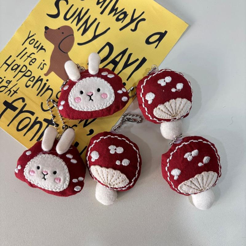 Cogumelo Coelho Tecido Brinquedo de Pelúcia Chaveiro Desenho Animado Coelho Boneca de Pelúcia Macia Pingente Anel de Chave de Carro Decoração de Bolsa Mochila Presente para Criança