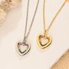 Gold & Silver Plated Rainbow CZ Hollow Heart Necklace, Delicate Jewelry for Women