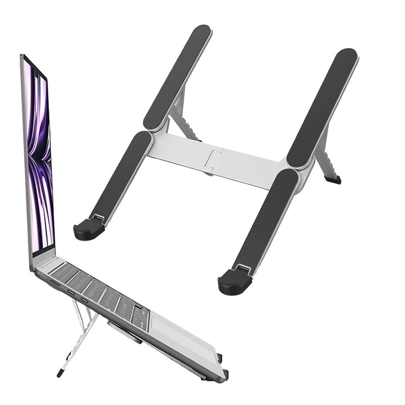 Aluminum Alloy Folding Laptop Cooler Stand with Air-Cooled Heat Rack for Desktop Notebooks