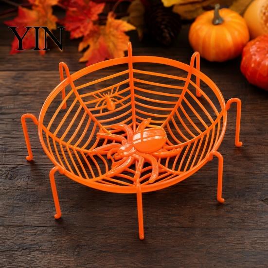 High-quality Spider Web Bowl Halloween Basket, Plastic Cobweb Design Fruit Serving Bowl, Treat Holiday Decoration or Trick Candy Holder for