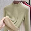 Autumn and winter women's clothing containing wool and silk bottoming shirt women's inner heating fleece warm turtleneck top with fleece and thicker
