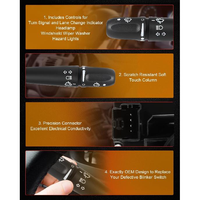 cciyu Multi-Function Switch 56049823AB Turn Signal Headlamp Windshield Wiper Switch Fit 2007-2008 for Chrysler Aspen, 2005-2010 for Dodge Dakota,