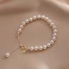 Golden Jade Leaf Natural Freshwater Pearl Bracelet Design Valentine's Day Gift Exquisite Heart-Shaped Handmade Crystal