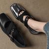 Retro Ballet Shoes Cross-buckle Shallow Mouth Square Head Single Shoes 2025 Spring New Versatile Flat Mary Jane Shoes