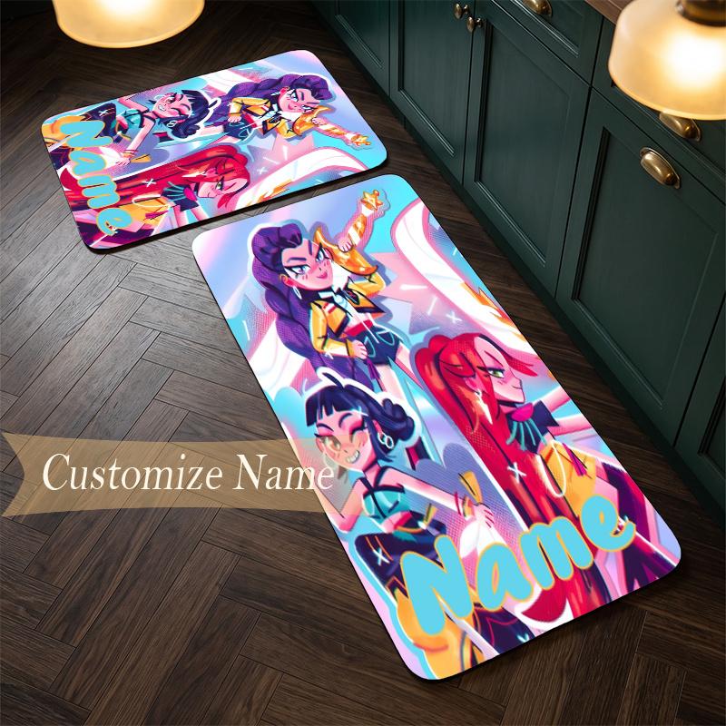 HUNTRIX (72) Customize Name Flannel Kitchen Mat Soft Non-Slip Kitchen Floor Runner Rug for Home Kitchen Decor