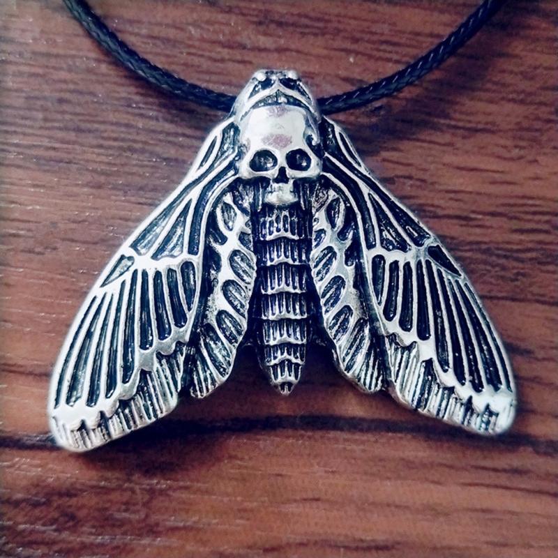 Personalized Big Skull Moth for Head Necklace Pendant Choker Jewelry Decoration Accessories Gift for Women Man Boys Girl