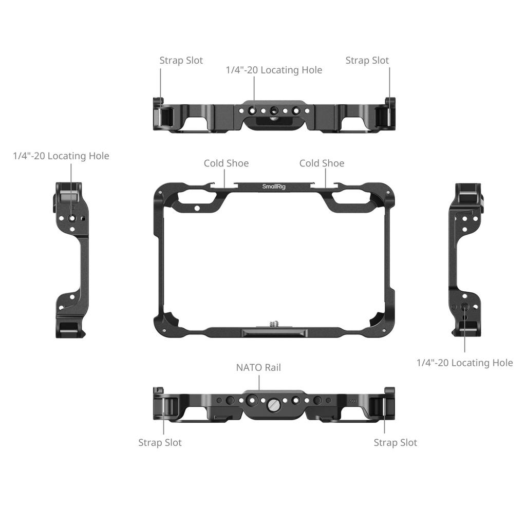 SmallRig Monitor Cage Kit for Atomos Shinobi II with Sunhood and Screen Weight Only Includes Screw 5030 Protector, 96.3g, 1/4"-20 Holes,