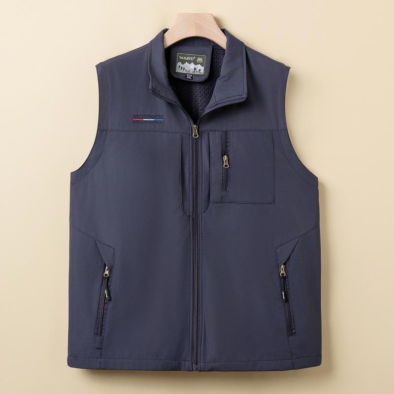 

Весна и Осень Новый Жилет Мужской Уличный Повседневный Среднего и Пожилого Возраста Фотография Рыбалка Жилет Жилет Зажим для Лошади Молния Куртка Мужская 5XL