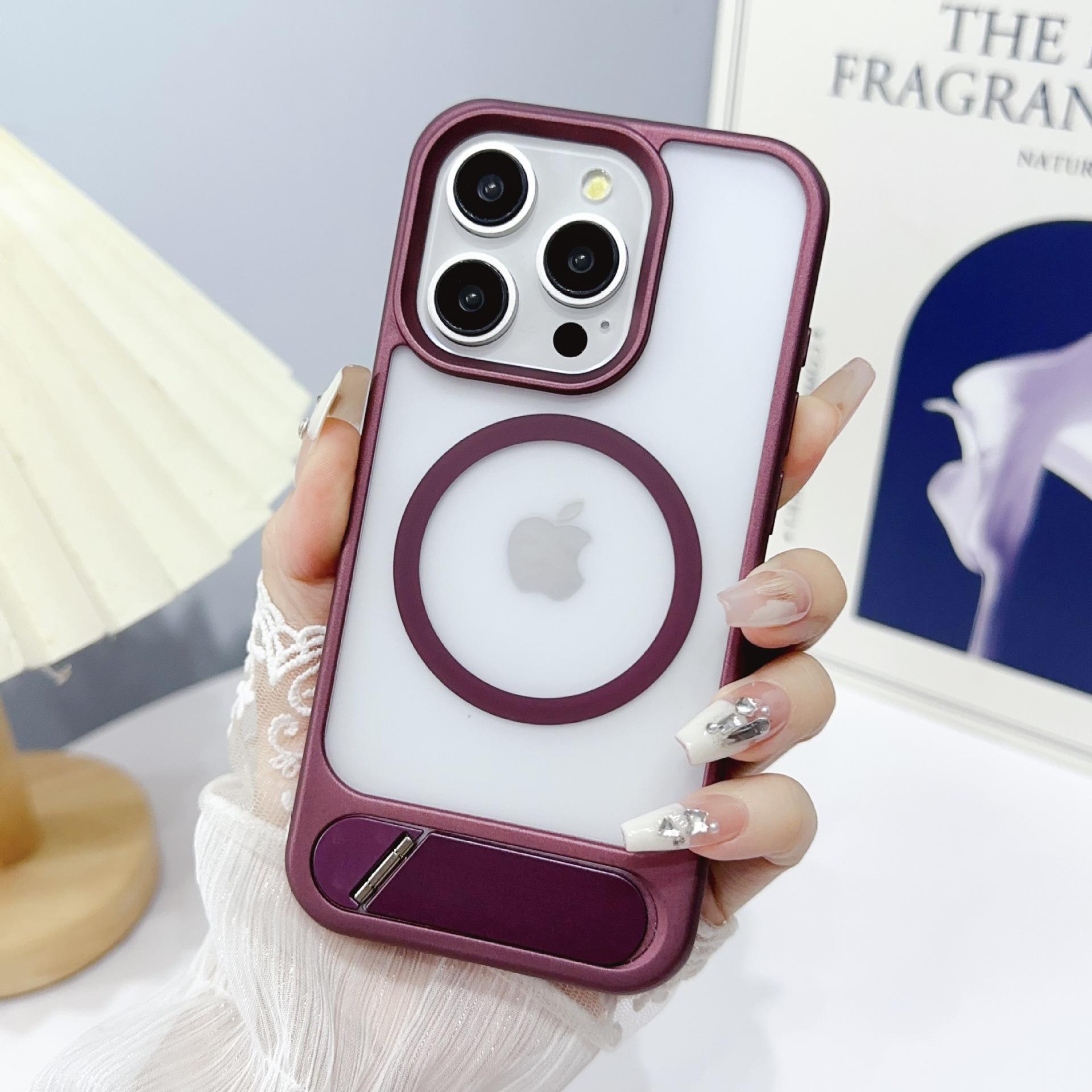 

Foldable Hidden Metal Stand Case For iPhone 16 Pro Max 16e 15 14 Plus 13 12 Magnetic Cover Eco-Friendly Matte Shell iPhone 15 червоний