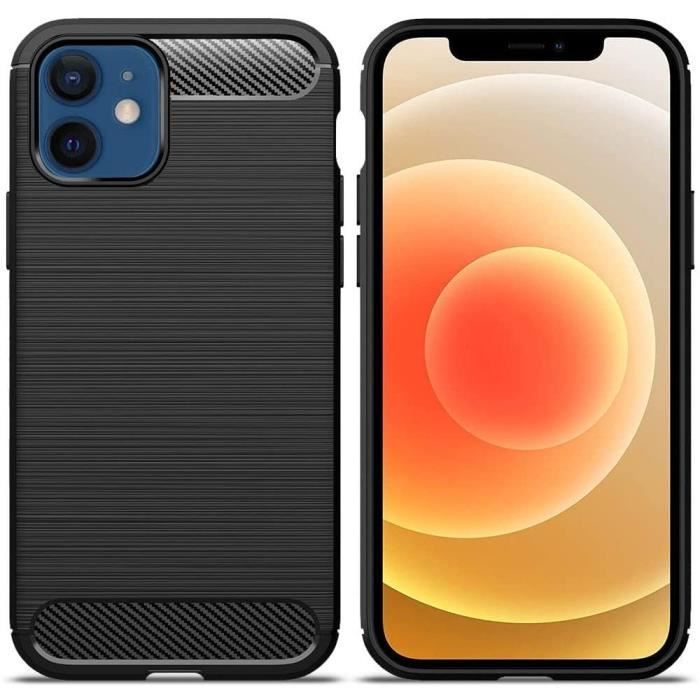 Coque de Protection - PROSHOP - pour iPhone 12 - Effet Carbone - Élégante - Anti Choc - Noir